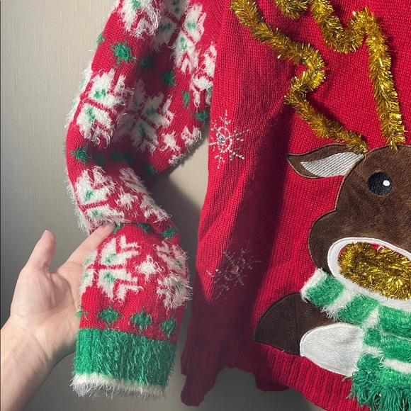 United States sweaters Festive Red Reindeer ugly Christmas Sweater xl Womens - Picture 4 of 4